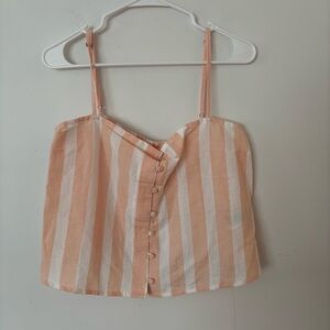 brand new! roxy peach and white striped button front crop tank top🪸